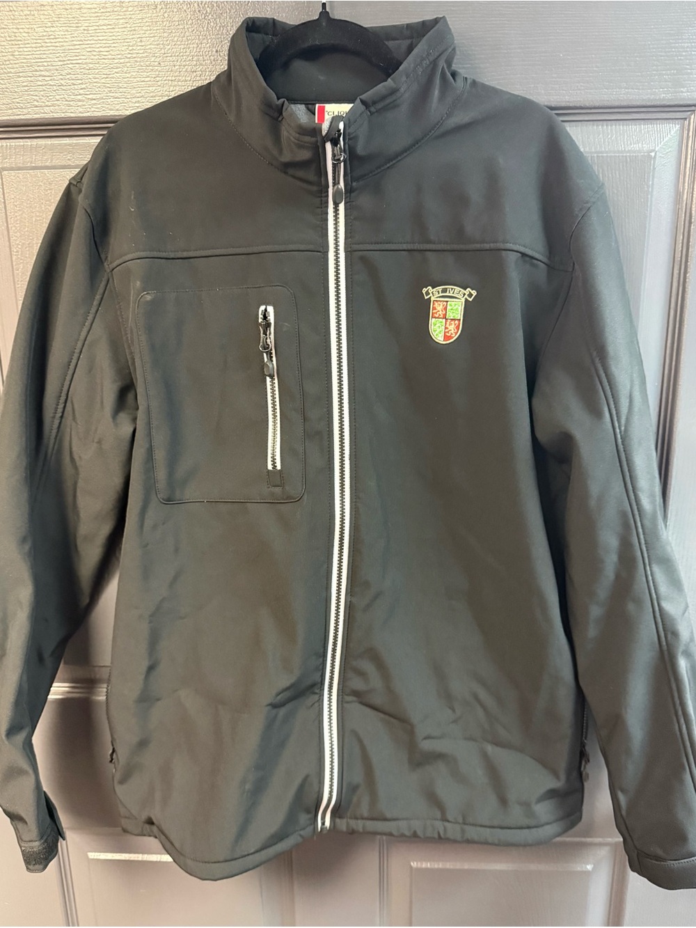 Men's Black Softshell Jacket with Embroidered Crest